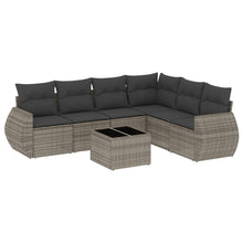 7-Delige Loungeset Met Kussens Poly Rattan Grijs