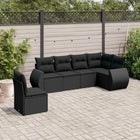 6-piece Lounge Set with cushions poly rattan black