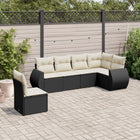 6-piece Lounge Set with cushions poly rattan black