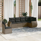 6-piece Lounge Set with Cushions Poly Rattan Grey