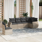6-piece Lounge Set with cushions poly rattan light grey