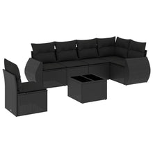 7-Delige Loungeset Met Kussens Poly Rattan Zwart