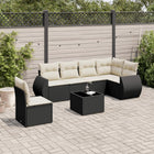 7-piece lounge set with cushions poly rattan black