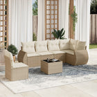 7-Delige Loungeset Met Kussens Poly Rattan Beige