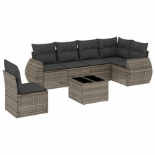 7-Delige Loungeset Met Kussens Poly Rattan Grijs