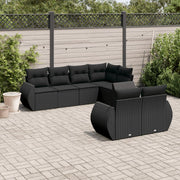 Loungeset 7-delig poly rattan zwart