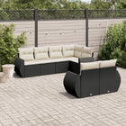 7-Delige Loungeset Met Kussens Poly Rattan Zwart