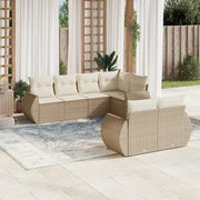 Loungeset 7-delig poly rattan beige