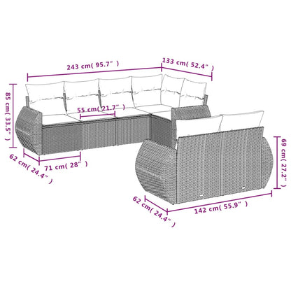 7-Delige Loungeset Met Kussens Poly Rattan Beige