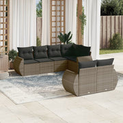 Loungeset 7-delig poly rattan grijs