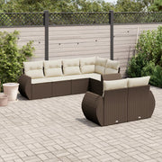 Loungeset poly rattan 7-delig bruin