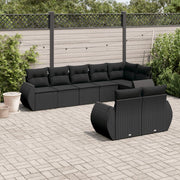 Loungeset 8-delig poly rattan zwart