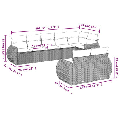 8-Delige Loungeset Met Kussens Poly Rattan Zwart