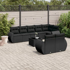 9-piece Lounge Set with cushions poly rattan black