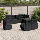 8-Delige Loungeset Met Kussens Poly Rattan Zwart