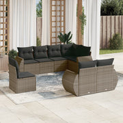 Loungeset poly rattan grijs 8-delig
