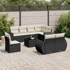 9-piece Lounge Set with cushions poly rattan black