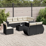 Loungeset 9-delig poly rattan zwart