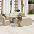 9-Delige Loungeset Met Kussens Poly Rattan Beige