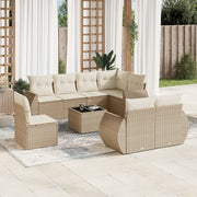 Loungeset 9-delig poly rattan beige