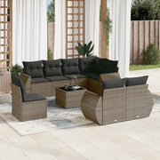 Loungeset 9-delig poly rattan grijs