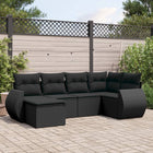 6-piece Lounge Set with cushions poly rattan black