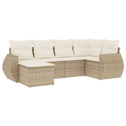 6-Delige Loungeset Met Kussens Poly Rattan Beige
