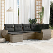 6-piece Lounge Set with Cushions Poly Rattan Grey
