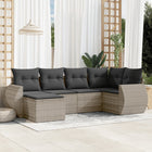 6-piece Lounge Set with cushions poly rattan light grey