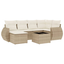 7-Delige Loungeset Met Kussens Poly Rattan Beige