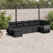 Loungeset 7-delig poly rattan zwart