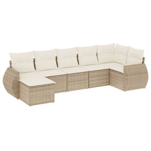 7-Delige Loungeset Met Kussens Poly Rattan Beige