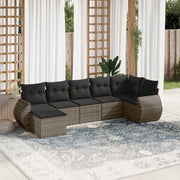 Loungeset 7-delig poly rattan grijs