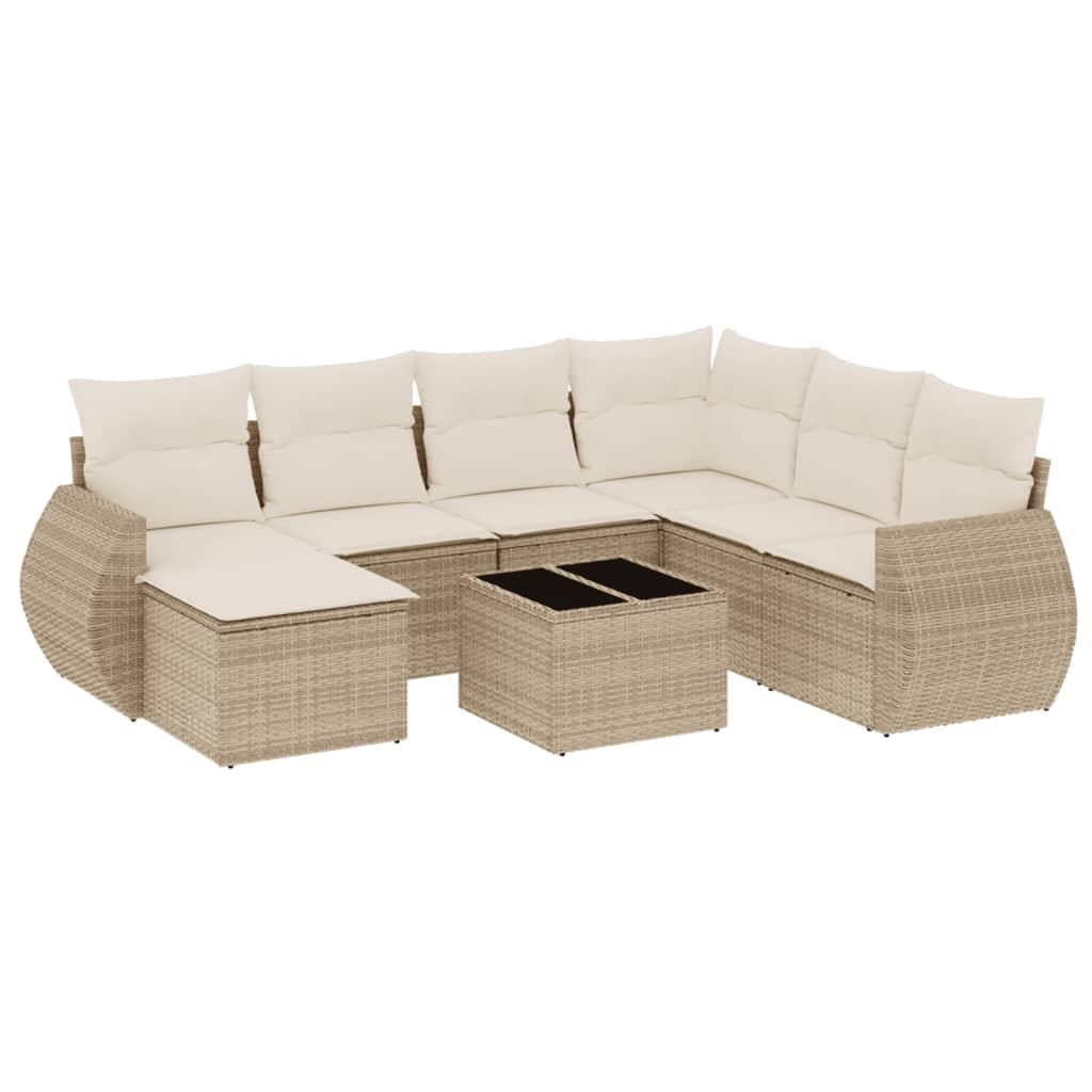 8-Delige Loungeset Met Kussens Poly Rattan Beige