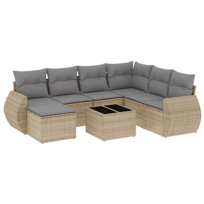 8-Delige Loungeset Met Kussens Poly Rattan Beige