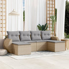 6-Delige Loungeset Met Kussens Poly Rattan Beige