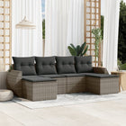 6-piece Lounge Set with Cushions Poly Rattan Grey