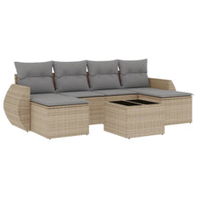 7-Delige Loungeset Met Kussens Poly Rattan Beige