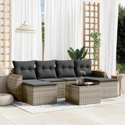 7-piece Lounge Set with Cushions poly rattan grey
