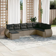 8-piece Lounge Set with Cushions Poly Rattan Grey