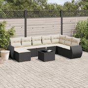 Loungeset 9-delig poly rattan zwart