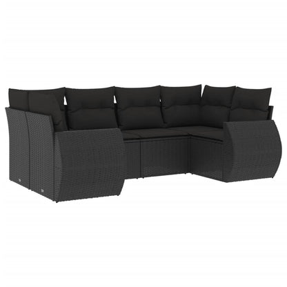 6-Delige Loungeset Met Kussens Poly Rattan Zwart
