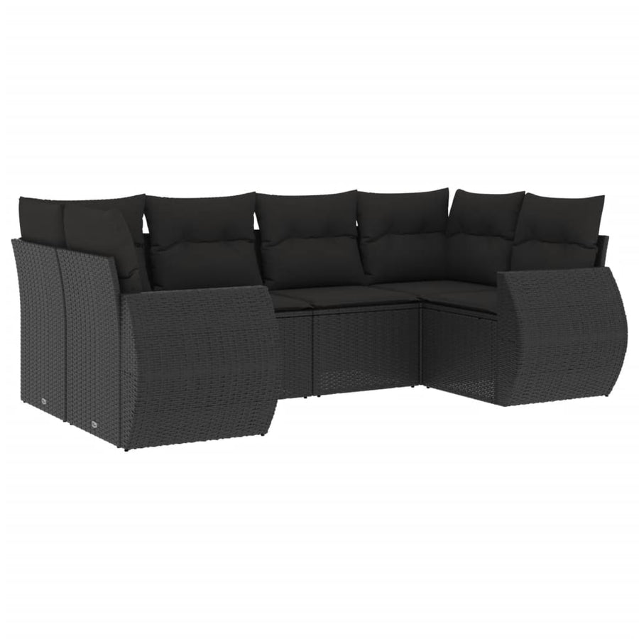 6-Delige Loungeset Met Kussens Poly Rattan Zwart