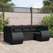Loungeset 6-delig poly rattan zwart