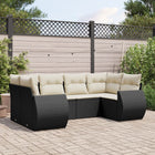 6-piece Lounge Set with cushions poly rattan black