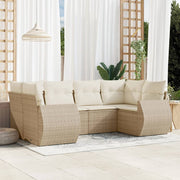 Loungeset 6-delig poly rattan beige