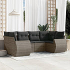 6-piece Lounge Set with Cushions Poly Rattan Grey