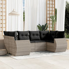 6-piece Lounge Set with cushions poly rattan light grey