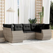 Loungeset 6-delig poly rattan lichtgrijs