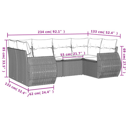 7-Delige Loungeset Met Kussens Poly Rattan Beige